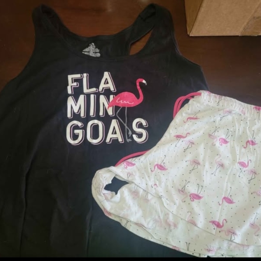 Flamingo Tank Top and Shorts Pajama Set